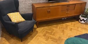 Amtico parquet flooring installed into a vintage inspired family lounge
