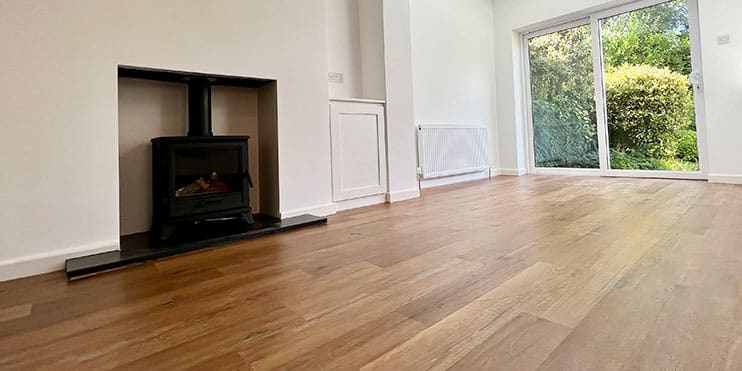 Karndean flooring in traditional character oak installed in a large dining space